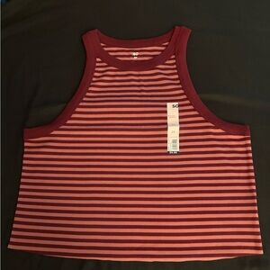 Junior’s SO Striped Burgundy and Pink Tank Top cropped to waist in size 2X NWT